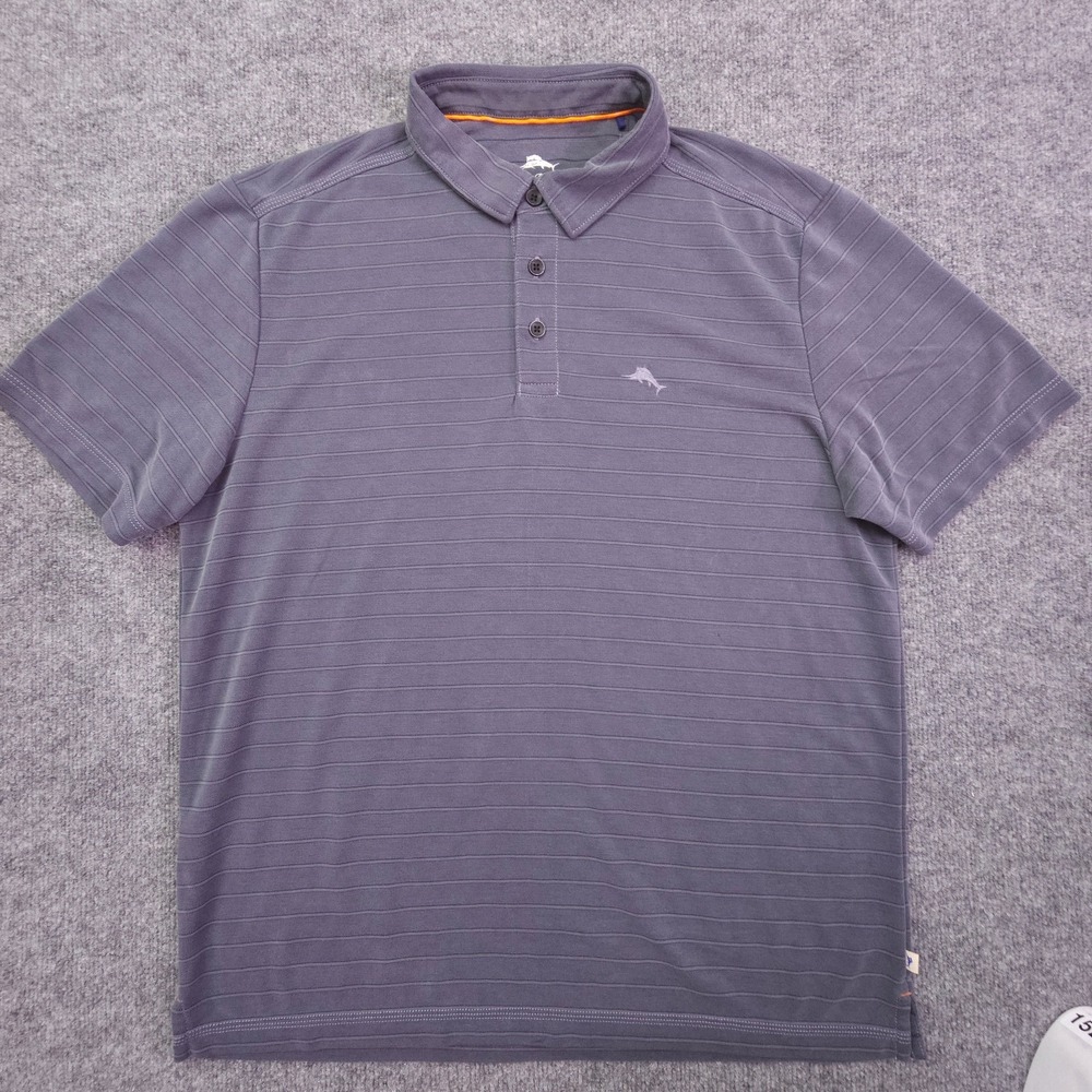 Tommy Bahama Shirt Mens Large Gray Short Sleeve Golf Tencel Polo Preppy
